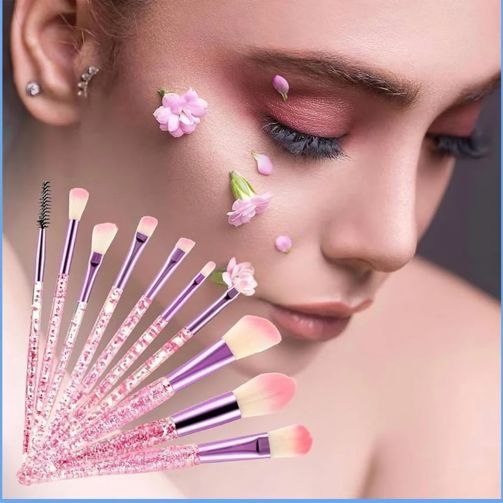 Pink Glitter Makeup Brush Set NWT